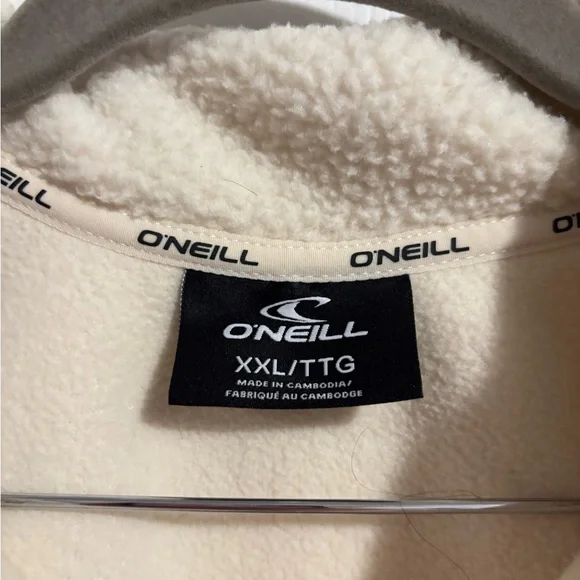 O'Neill Cream Zip-up Sherpa Fleece Vest - Picture 3 of 7